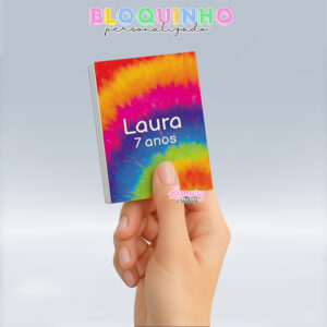 Bloquinho personalizado Tie dye 100fls 7x10cm Mod.014 (12 unidades)