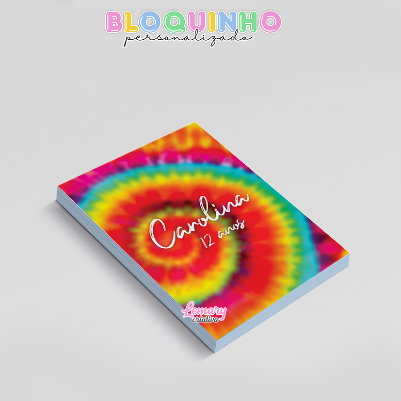 Bloquinho personalizado Tie dye 100fls 7x10cm Mod.015 (12 unidades) - Imagem 2