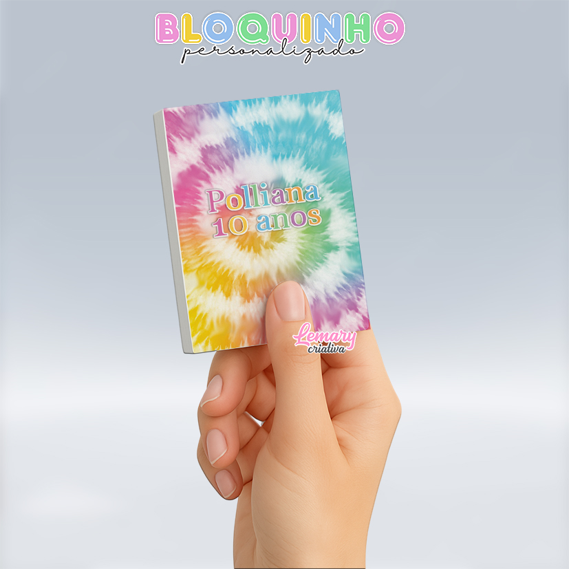 Bloquinho personalizado Tie dye 100fls 7x10cm Mod.016 (12 unidades)