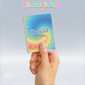 Bloquinho personalizado Tie dye 100fls 7x10cm Mod.017 (12 unidades)
