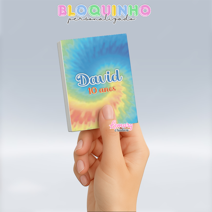 Bloquinho personalizado Tie dye 100fls 7x10cm Mod.017 (12 unidades)