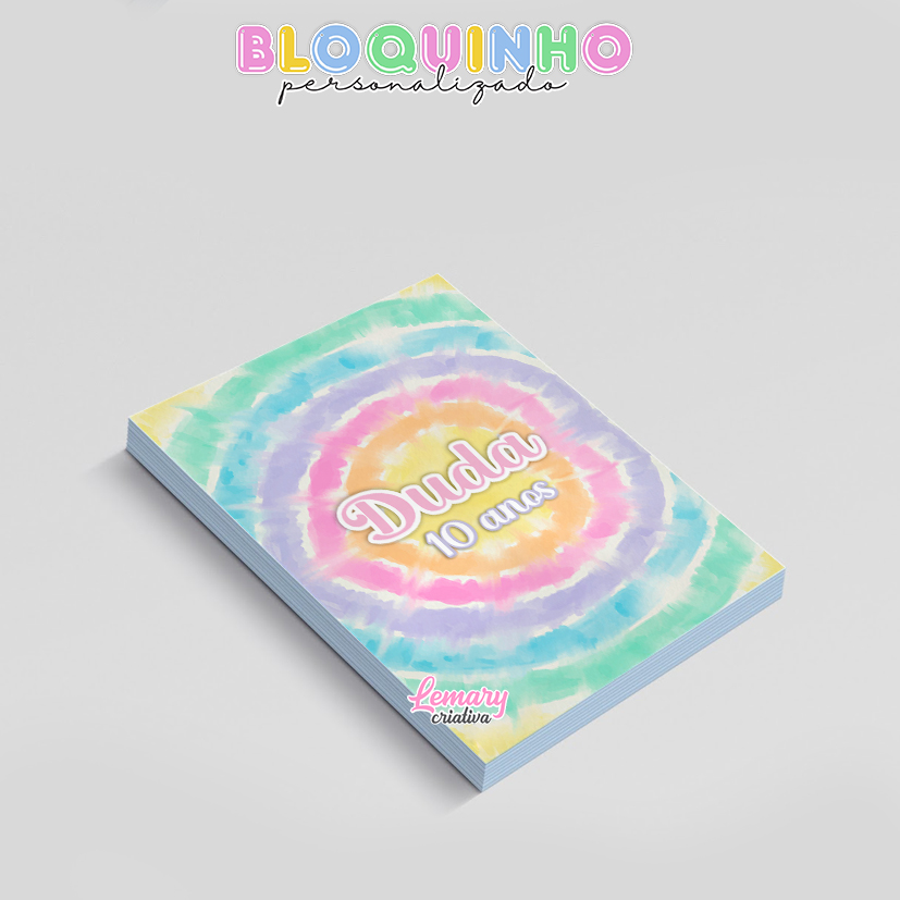 Bloquinho personalizado Tie dye 100fls 7x10cm Mod.018 (12 unidades) - Imagem 2