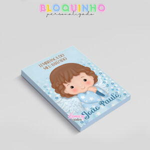 Alternative view of Bloquinho personalizado Batizado 100fls 7x10cm Mod.004 (12 unidades)