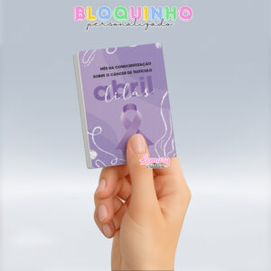 Bloquinho personalizado Abril Lilás 100fls 7x10cm Mod.001 (12 unidades)