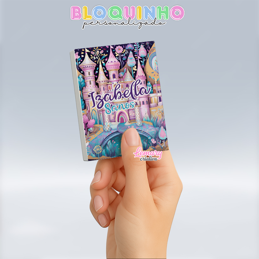 Bloquinho personalizado Castelo 100fls 7x10cm Mod.0001 (12 unidades)