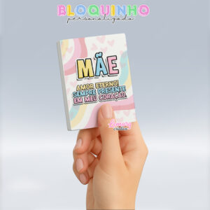 Bloquinho personalizado Dia das mães 100fls 7x10cm Mod.0006 (12 unidades)