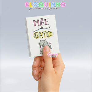 Bloquinho personalizado Dia das mães 100fls 7x10cm Mod.0018 (12 unidades) Mãe de gato