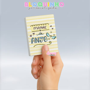 Bloquinho personalizado Dia das mães 100fls 7x10cm Mod.0023 (12 unidades) Mamãe de anjo