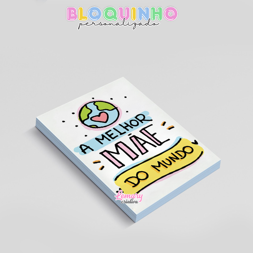 Bloquinho personalizado Dia das mães 100fls 7x10cm Mod.0029 (12 unidades) A melhor mãe do mundo - Imagem 2