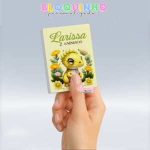 Bloquinho personalizado Dinossauro baby 100fls 7x10cm Mod.002 (12 unidades)