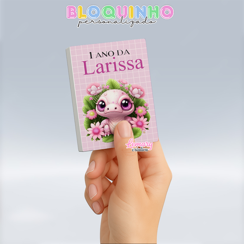 Bloquinho personalizado Dinossauro baby 100fls 7x10cm Mod.003 (12 unidades)