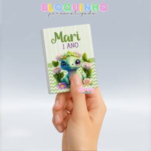 Bloquinho personalizado Dinossauro baby 100fls 7x10cm Mod.005 (12 unidades)