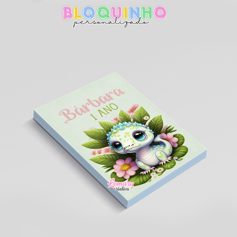 Bloquinho personalizado Dinossauro baby 100fls 7x10cm Mod.007 (12 unidades) - Imagem 2