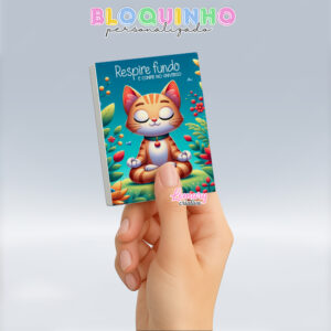 Bloquinho personalizado Gatinho meditando 100fls 7x10cm Mod.0001 (12 unidades)