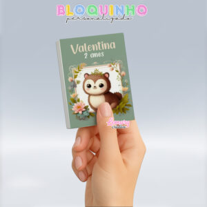 Bloquinho personalizado Guaxinim baby 100fls 7x10cm Mod.0001 (12 unidades)