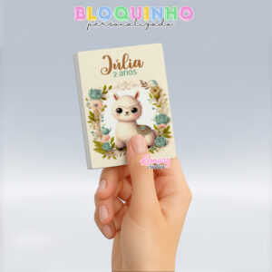 Bloquinho personalizado Lhama baby 100fls 7x10cm Mod.0001 (12 unidades)
