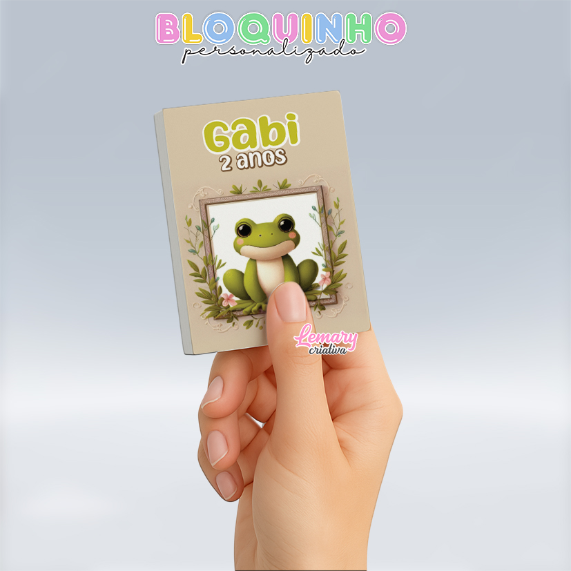 Bloquinho personalizado Sapinho baby 100fls 7x10cm Mod.0001 (12 unidades)