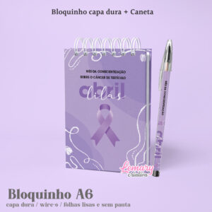 Kit Bloco Campanha Abril lilás 10x15cm com caneta Mod.0001