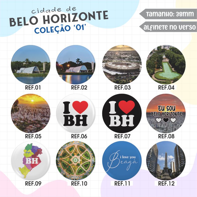 Bottons cidade Belo Horizonte REF. 001 a 012