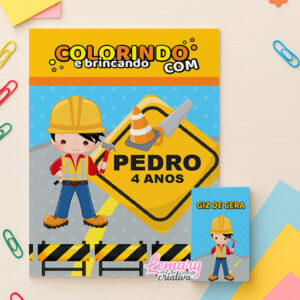 Revistinha de Colorir Construtor com Giz de cera Ref.001 (20 unidades)