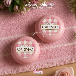 Adesivo para Sabonete Redondo Dia das Mães Mod.0002 (60 unidades) Com carinho