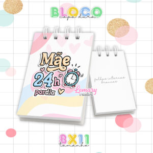 Bloquinho Dia das mães 8x11cm Capa Dura e Wire-o BDM0001