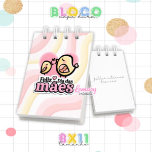 Bloquinho Dia das mães 8x11cm Capa Dura e Wire-o BDM0002