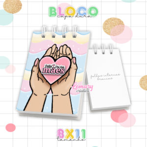 Bloquinho Dia das mães 8x11cm Capa Dura e Wire-o BDM0003