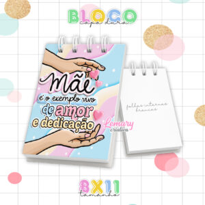 Bloquinho Dia das mães 8x11cm Capa Dura e Wire-o BDM0010