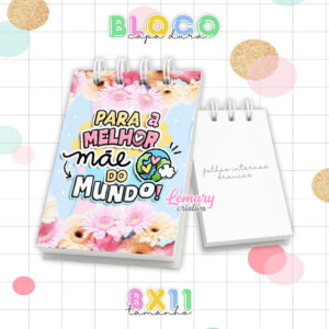 Bloquinho Dia das mães 8x11cm Capa Dura e Wire-o BDM0013