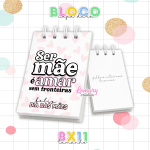 Bloquinho Dia das mães 8x11cm Capa Dura e Wire-o BDM0014