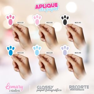 Alternative view of Aplique Pegadas de coelho 4x5cm APC0001 (acompanha fita dupla face no verso)