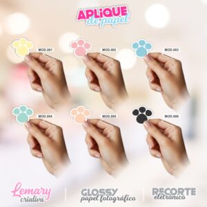 Aplique Pegadas de coelho 4x3,5cm APC0002 (acompanha fita dupla face no verso)