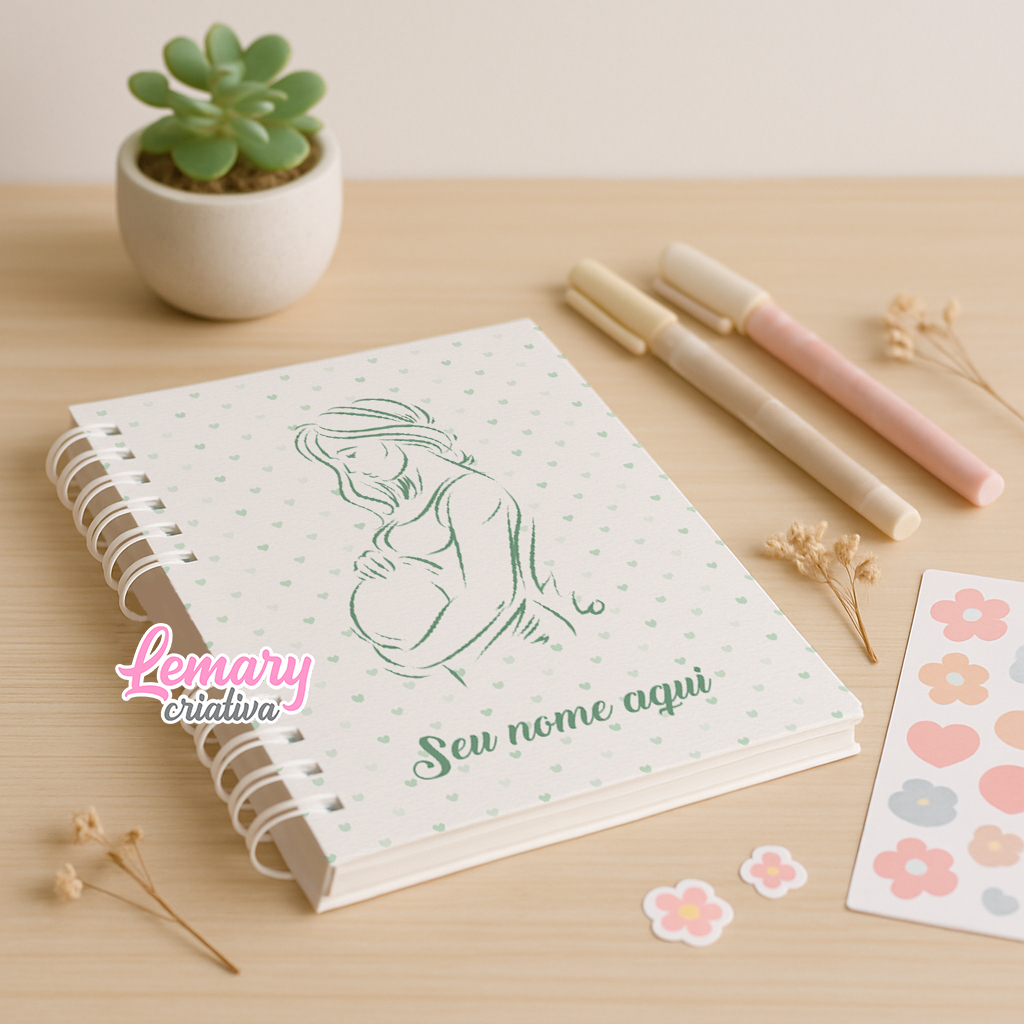 Planner Gestante Verde e Cinza PG0001