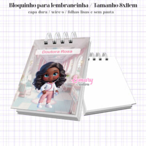 Bloquinho Profissão Medicina Médica Negra 8x11cm Capa Dura e Wire-o Mod.0002