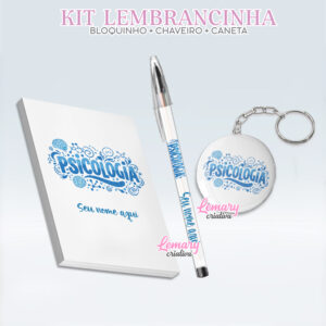 Bloquinho com Chaveiro e Caneta Psicologia Mod.0002 (12 Kits)