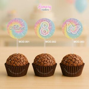 Topper para Docinhos Tie dye (50 unidades) TP0001