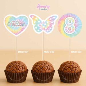 Topper para Docinhos Tie dye (50 unidades) TP0003