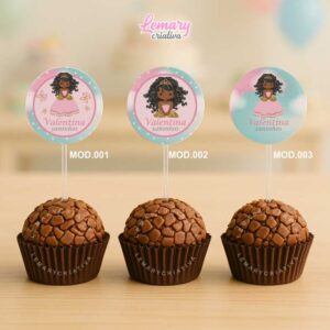 Topper para Docinhos Princesa de cachos (50 unidades) TP0001