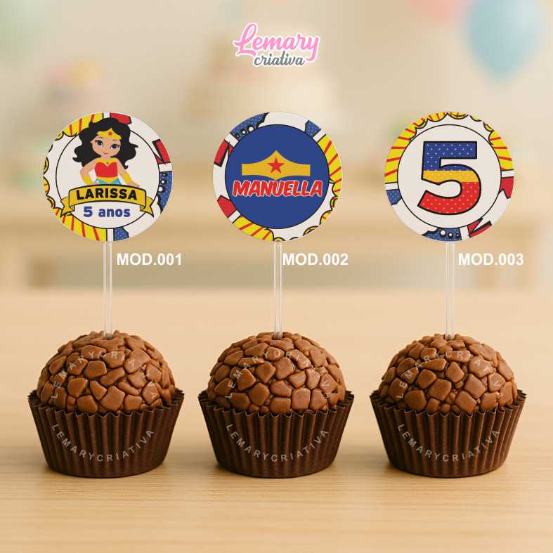 Topper para Docinhos Super heroína (50 unidades) TP0002